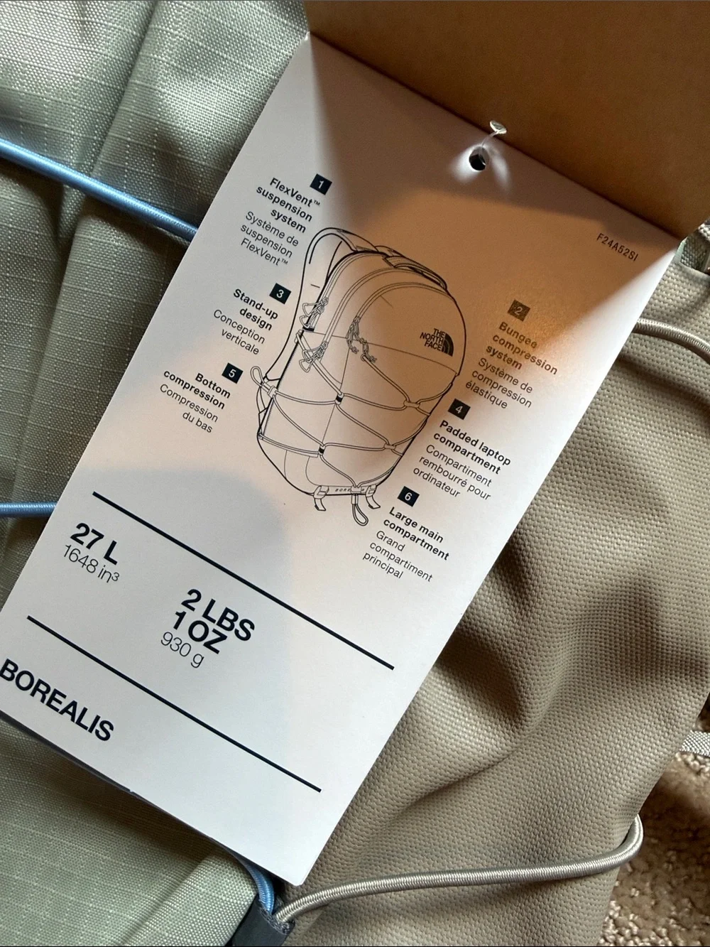 The North Face Women’s Borealis Backpack - Sage Green with Brown Accents